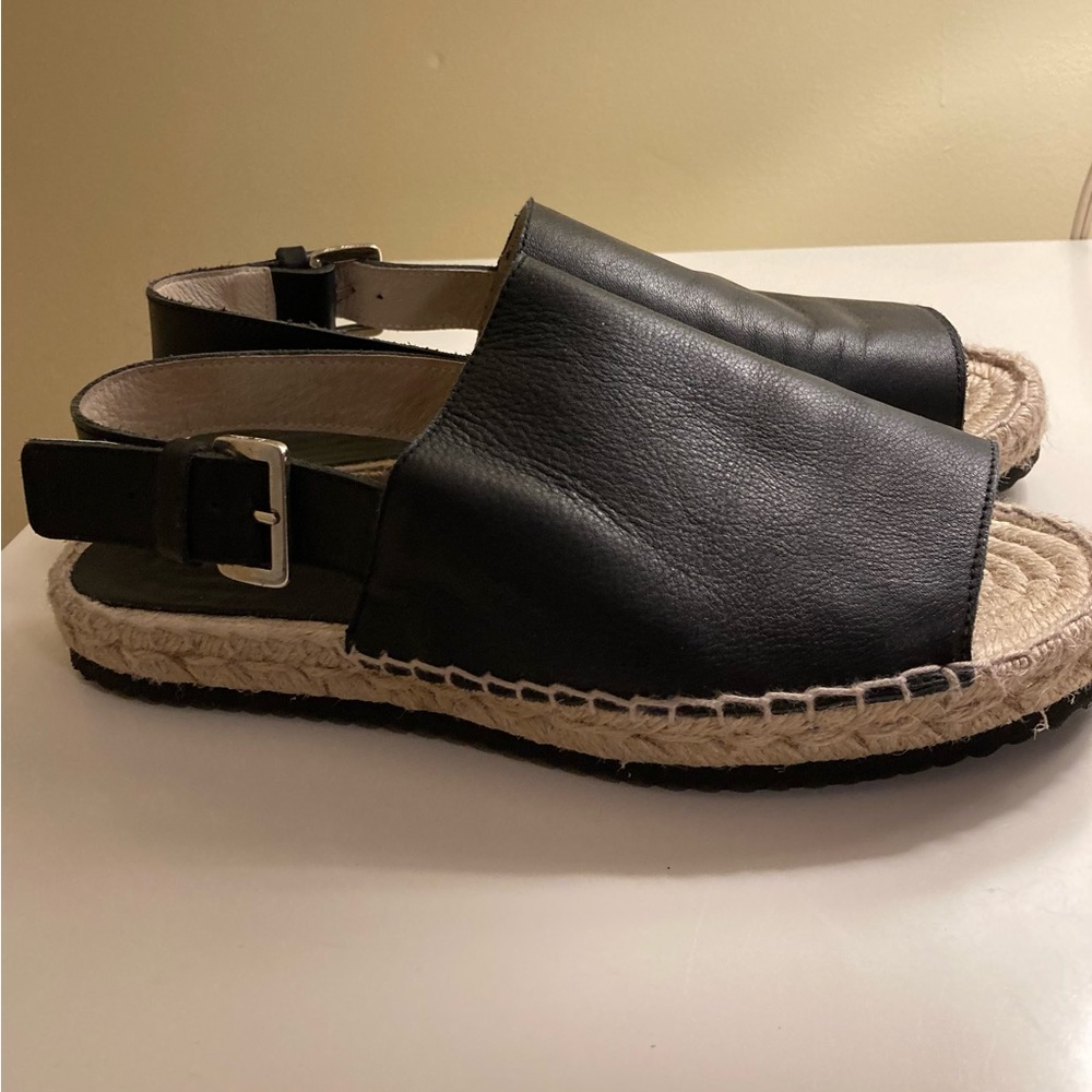 Sam Edelman black leather espadrille 8